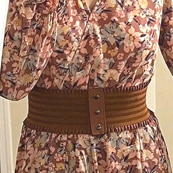 Plus size Ultra Wide Brown corset elastic boho stretch ren faire waist belt - Picture 8 of 9